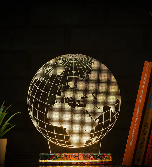 Laser Cut Globe 3D Illusion Night Lamp