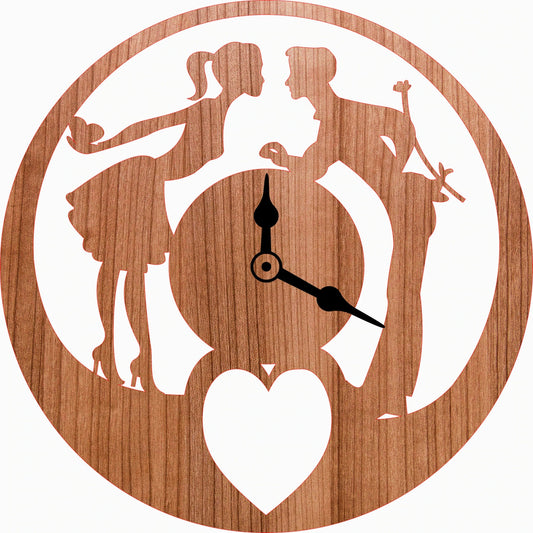 Laser Cut Love Romantic Couple Wall Clock
