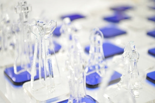 Laser Cut Acrylic Chess Set blue