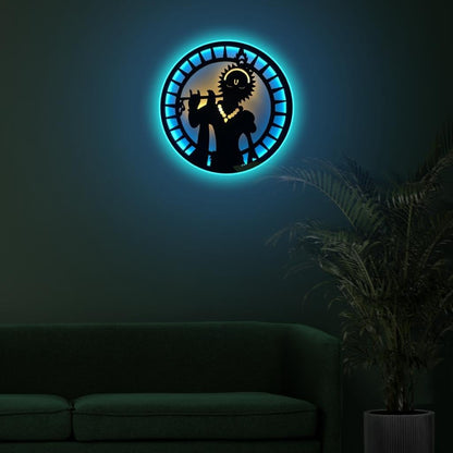 🕉️ Lord Krishna Neon LED Wall Decor – Acrylic Wall Art with Customization | Divine Glow for Your Home