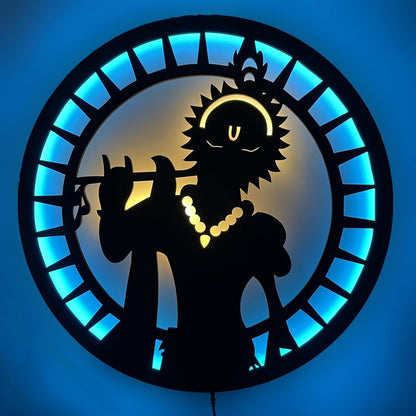 🕉️ Lord Krishna Neon LED Wall Decor – Acrylic Wall Art with Customization | Divine Glow for Your Home
