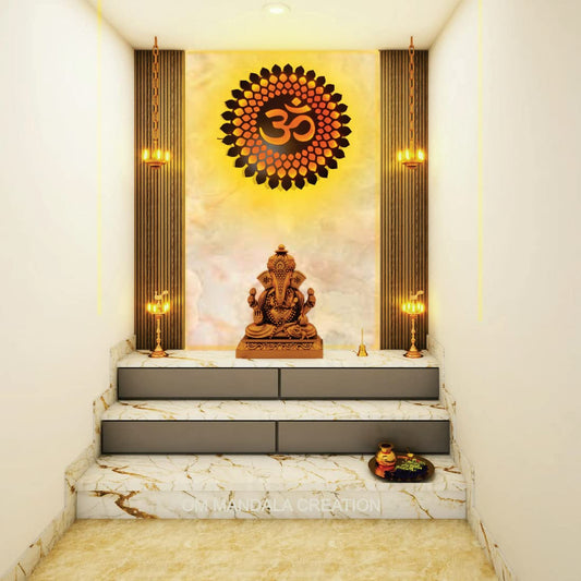 Wood Om Mandala Creation Om Mandala Wall Hanging Backlit Led Light Wall Decor Handcrafted  Mdf Laser Cut Decorative For Home Office Temple Yoga Meditation... 18 INCH
