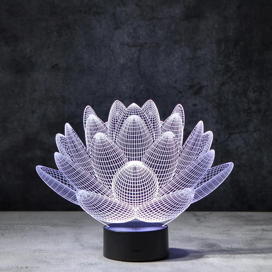 Laser Cut Lotus 3D Illusion Lamp
